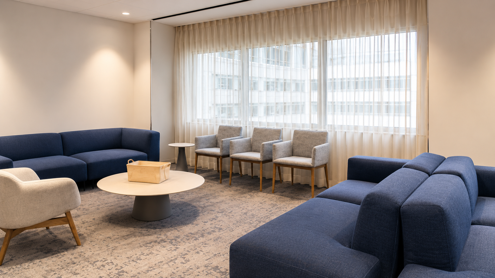 Cortinas ripplefold con velos para clinica Mavilex