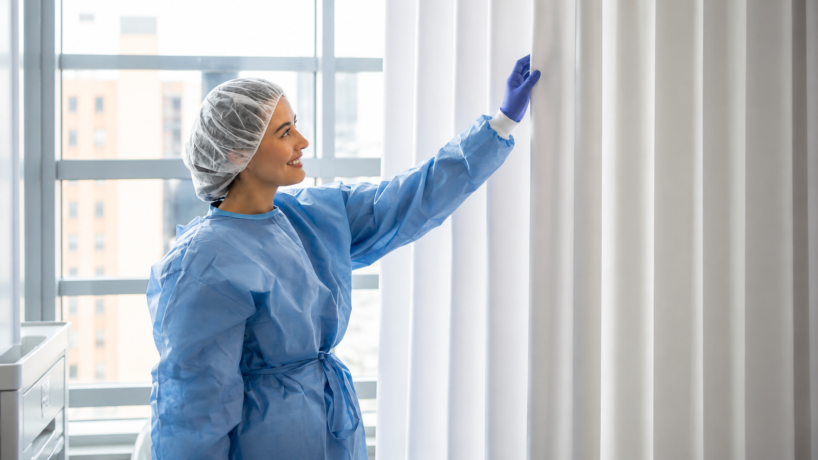 Cortinas de tela ripplefold para clinica Mavilex